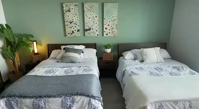 Private residential bedroom at The Grove — Northbound's Garden Grove campus, prepared for a comfortable start to recovery.